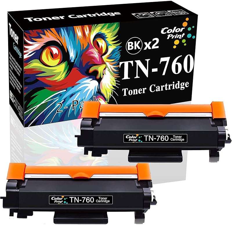 Color Print Compatible TN 760 Toner Cartridge Replacement for Brother TN760 TN-760 TN730 TN770 for DCP-L2550DW HL-L2350DW HL-L2390DW HL-L2395DW HL-L2370DWXL MFC-L2710DW MFC-L2750DWXL Printer (2-Pack) - Image 1