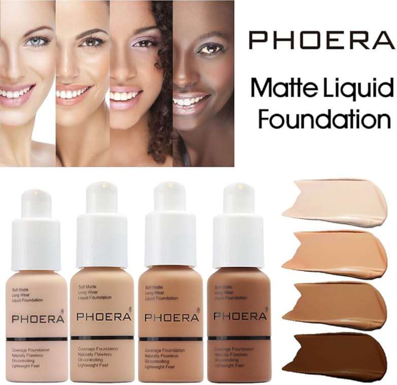 2 Pack PHOERA Foundation,Full Coverage Flawless Soft Matte 24HR Oil Control Liquid Foundation.104 Buff Beige - Image 2