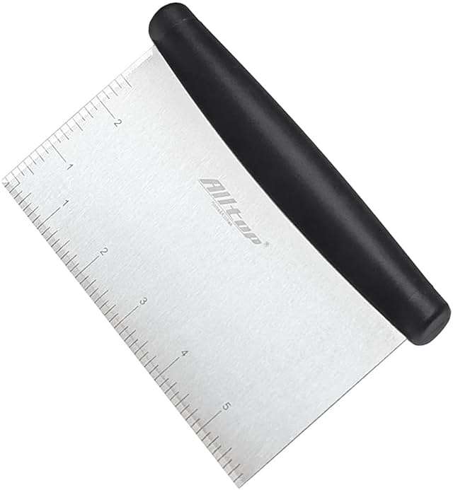 ALLTOP Bench Scraper & Chopper for Kitchen - Ideal Baking Essential Utensil,Stainless Steel Pastry/Dough/Food Cutter Tool for Cake Pizza Bread,Cooking - 1 Pack,Black - Image 1