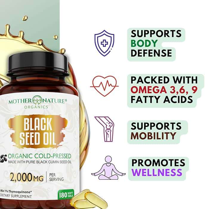 Black Seed Oil Capsules 2000mg Per Serving, Organic Cold Pressed Black Cumin, High TQ, Immune & Joint Support, 180 Count (3 Month Supply) - Image 7