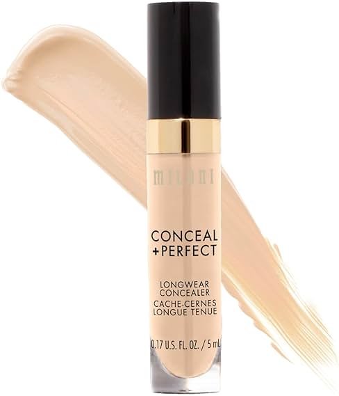 Milani Conceal + Perfect Longwear Concealer Full Coverage Infused with Hyaluronic Acid & Vitamin E, Cover Dark Circles, Blemishes & Skin Imperfections for Long-Lasting Wear - Light Nude - Product Image