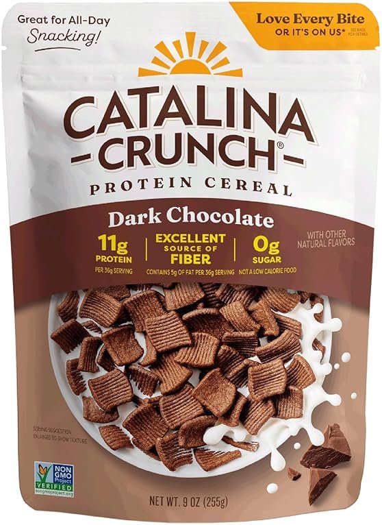 Catalina Crunch Dark Chocolate Keto Cereal (9Oz Bags) | Low Carb, Sugar Free, Gluten Free, Grain Free | Keto Snacks, Vegan, Plant Based | Breakfast Cereals | Keto Friendly Food - Product Image