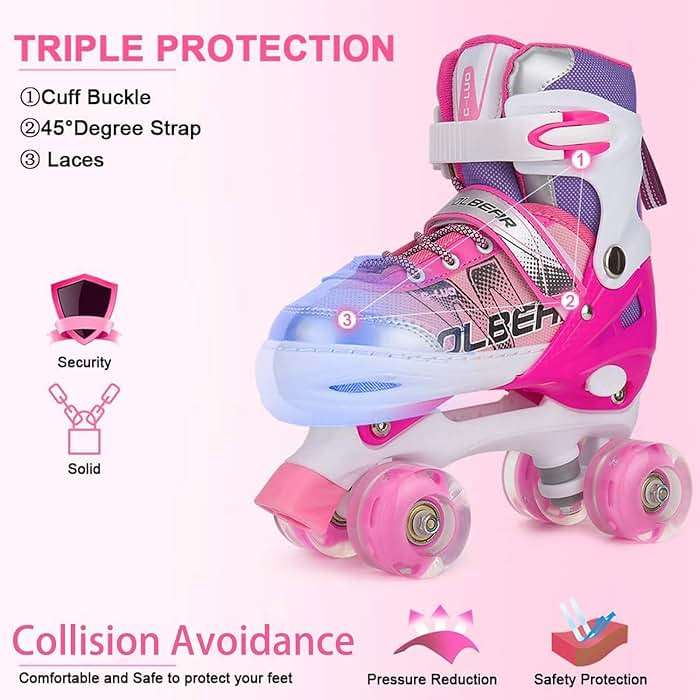 Sowume Adjustable Roller Skates for Girls and Women, All 8 Wheels of Girl's Skates Shine, Safe and Fun Illuminating for Kids - Image 5