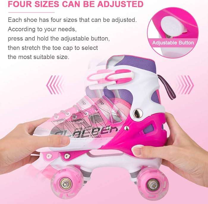 Sowume Adjustable Roller Skates for Girls and Women, All 8 Wheels of Girl's Skates Shine, Safe and Fun Illuminating for Kids - Image 6
