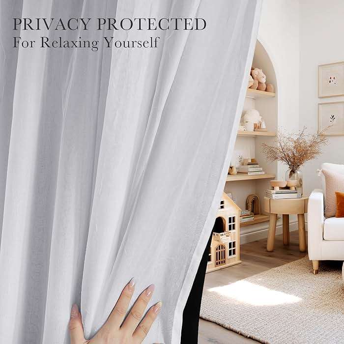 PONY DANCE Black Curtains for Bedroom - Decorative Window Curtains Double Layered Blackout Drapery White Crushed Sheers Panels Set for Living Room, 52 W x 84 L, Set of 2 - Image 5