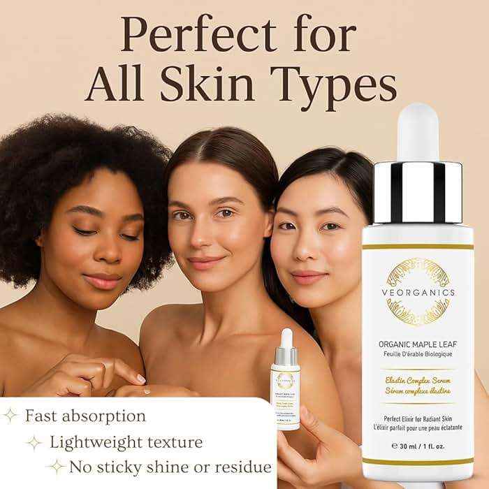 Organic Maple Leaf Elastin Complex Facial Serum - Rich in Vitamin C Serum - Face Serum Skin Care - Anti Aging Serum - Beauty & Personal Care Serum for Face - Facial Skin Care Products by VeOrganics - Image 4