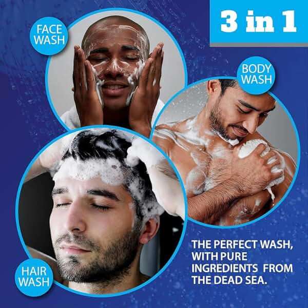 Dead Sea Collection Sandalwood Men’s Body Wash – 3 in 1 Body Wash for Men for Hair, Face & Body – Moisturizing Shower Gel with Dead Sea Minerals – Pack of 2 (33.8 fl oz each) - Image 2