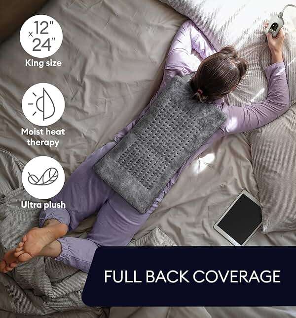 GENIANI Electric Heating Pad for Back Pain & Cramps Relief, Electric Throw, Auto Shut Off, Machine Washable, Heating Pad for Neck & Shoulder (12×24", Tabby Gray) - Image 5