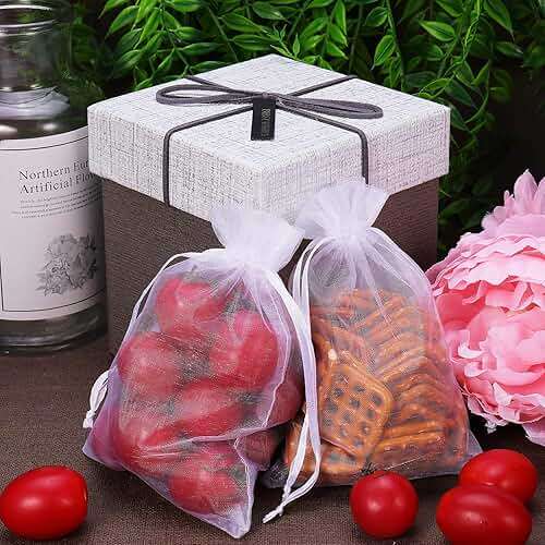 WenTao 100PCS 4x6 (10x15cm) Sheer Organza Bags, White Mother's Day Wedding Favor Bags With Drawstring, Premium Jewelry Pouches Party Festival Gift Bags Candy Bags, Fruit Protection Bags - Image 5
