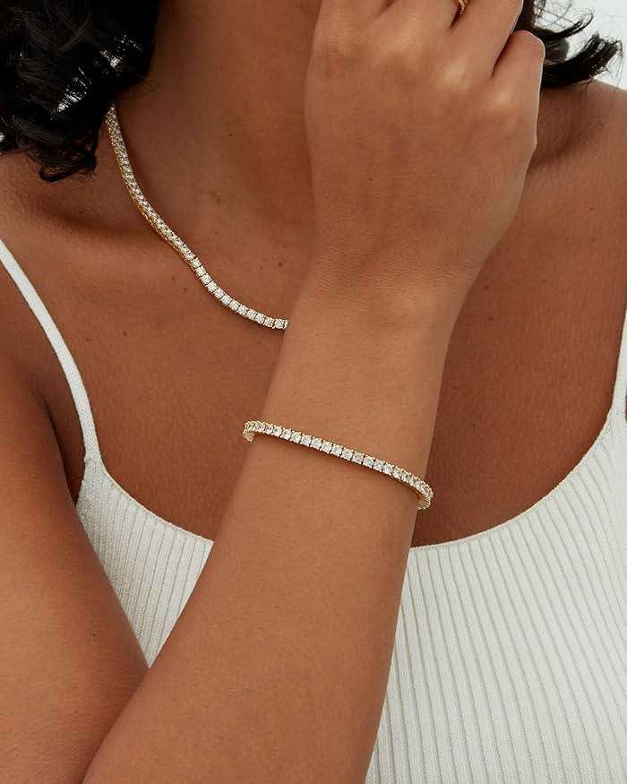 PAVOI 14K Gold Plated 3mm Cubic Zirconia Classic Tennis Bracelet | Gold Bracelets for Women - Image 2