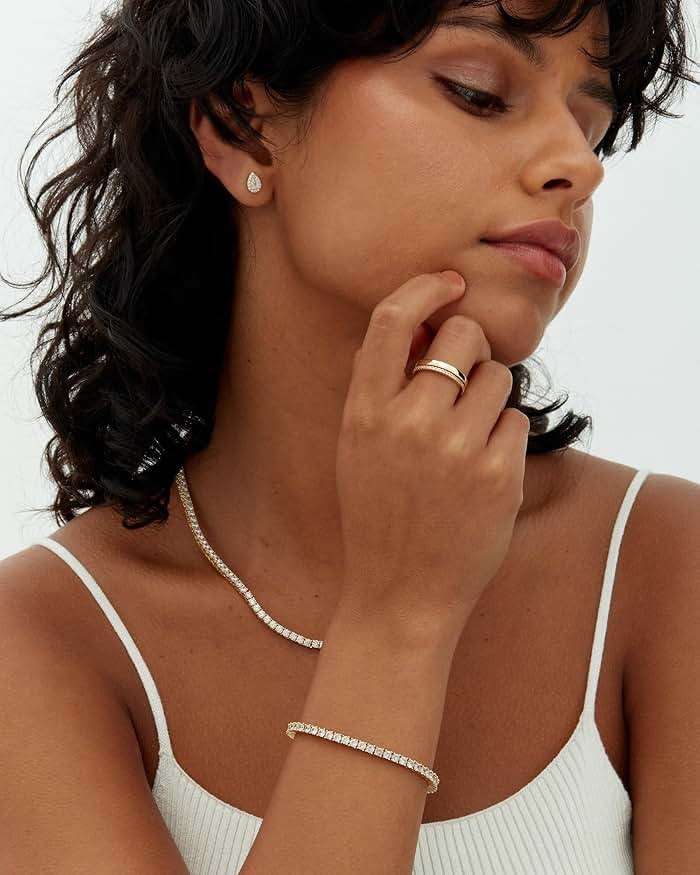 PAVOI 14K Gold Plated 3mm Cubic Zirconia Classic Tennis Bracelet | Gold Bracelets for Women - Image 4