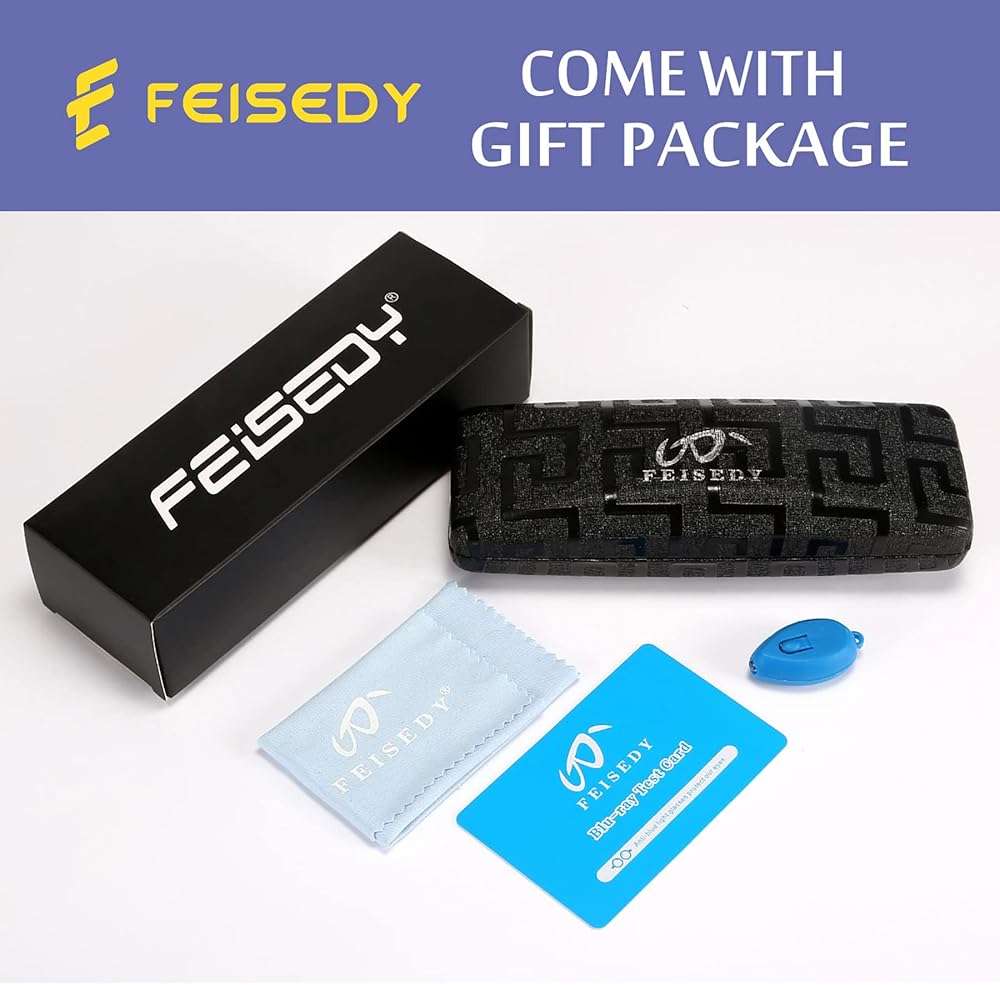 FEISEDY Retro Square Blue Light Blocking Reading Glasses Anti Glare Digital Eyestrain Reader B2479 - Image 7