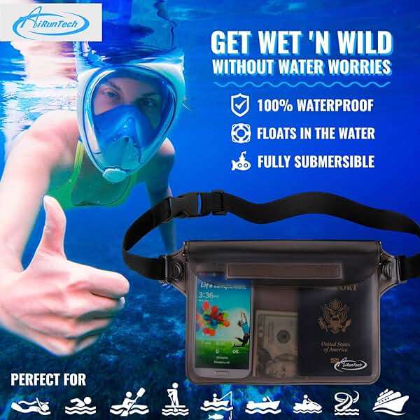 AiRunTech Waterproof Fanny Pack,Phone Pouch Dry Bag for Passport Wallet Purse,Floating Waterproof Bags for Travel Beach Swimming Kayaking Boating Cruise Accessories - Image 2