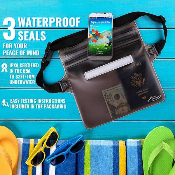 AiRunTech Waterproof Fanny Pack,Phone Pouch Dry Bag for Passport Wallet Purse,Floating Waterproof Bags for Travel Beach Swimming Kayaking Boating Cruise Accessories - Image 4