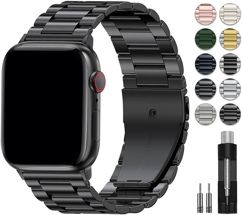 EPULY Metal Band Compatible with Apple Watch Bands for Men 49mm 46mm 45mm 44mm 42mm 41mm 40mm 38mm, Business Stainless Steel Strap for iWatch Bands Series 11 10 9 8 7 6 5 4 3 2 1, SE3 2 1, Ultra3 2 1 - Product Image
