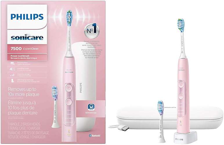 Philips Sonicare ExpertClean 7500 Pink, Rechargeable Electric Power Toothbrush, HX9690/07 - Image 1