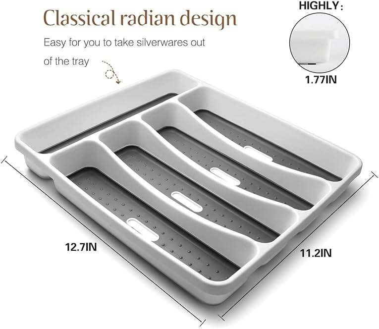 RayPard 24-Piece Silverware Set, Flatware Set Mirror Polished, Dishwasher Safe Service for 4, Include Fork/Spoon with 5-Compartment Non Slip Silverware Drawer Organizer Box Tray - Image 6