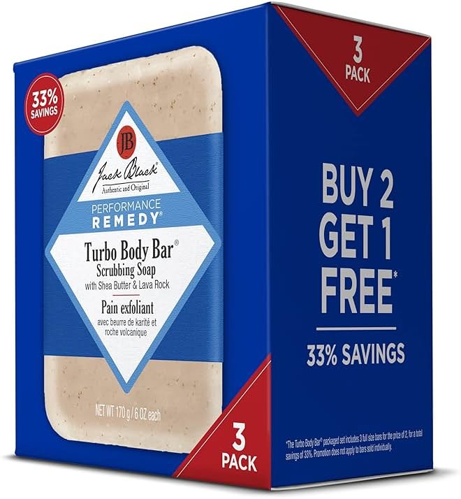 Jack Black - Turbo Body Bar Scrubbing Soap, 6 oz Pack of 3 - Amazon Exclusive - Product Image