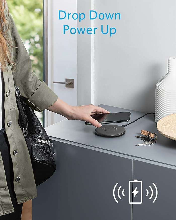 Anker 313 Wireless Charger (Pad), Qi-Certified, 10W Max Fast Charging for Samsung, Compatible with iPhone 16 Plus/15 Plus/14 Plus/12, AirPods (No AC Adapter, Not MagSafe Magnetic Charging Compatible) - Image 3