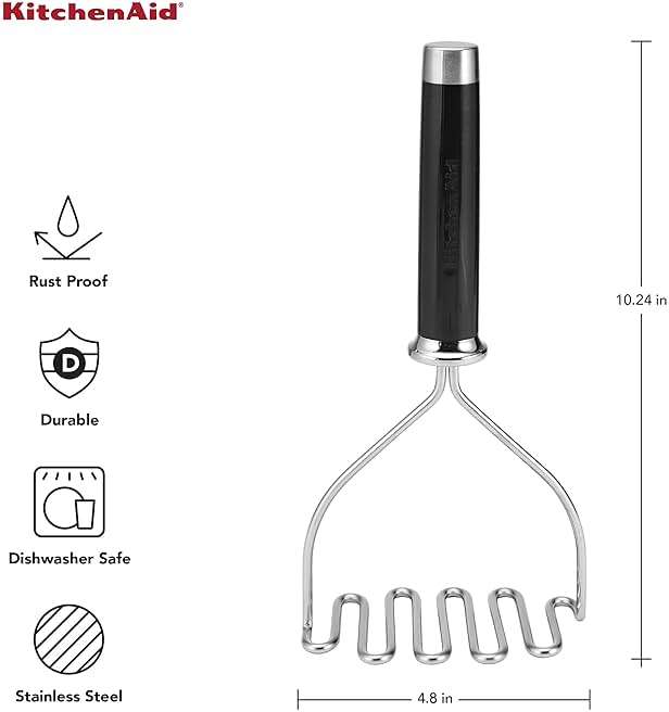 KitchenAid Gourmet Stainless Steel Wire Masher, 10.24-Inch, Black - Image 2