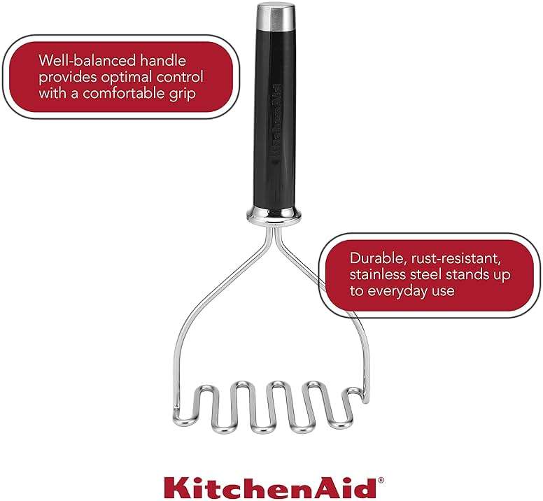 KitchenAid Gourmet Stainless Steel Wire Masher, 10.24-Inch, Black - Image 3