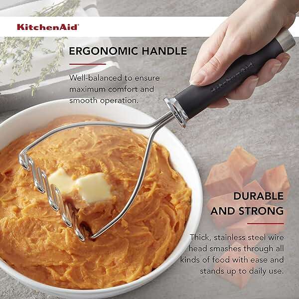 KitchenAid Gourmet Stainless Steel Wire Masher, 10.24-Inch, Black - Image 4