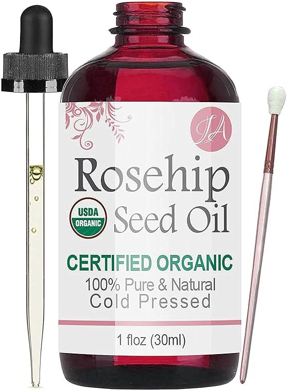 Healing Solutions Oils Organic Rosehip Seed Oil 1 oz, 100% Pure All Natural, Cold Pressed Serum for Face, Hair, Skin, Body & Nails, Rosa Mosqueta Essential Oil for Anti Aging, Scar, Acne & Skincare - Product Image