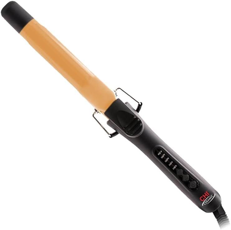 CHI Tourmaline Ceramic Curling Iron, Adjustable Temperature, Professional Tourmaline Hair Curler with Auto Shut-Off for Smooth, Frizz-Free Curls & Waves, 1″ Barrel - Product Image