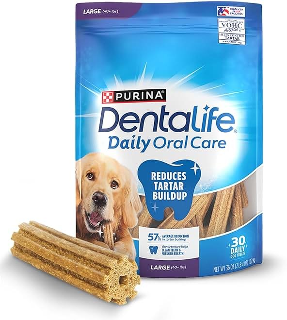 DentaLife Daily Oral Care Dog Treats for Large Dogs, Chewy Dental Treat to Freshen Breath and Fight Tartar, Chicken Flavor - 30 ct. Pouch - Product Image