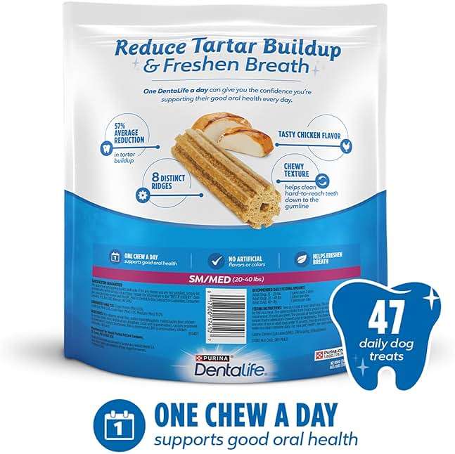 DentaLife Daily Oral Care Dog Treats for Small and Medium Dogs, Chewy Dental Treat to Freshen Breath and Fight Tartar, Chicken Flavor, 35.7 oz. each, 47 Chews each/94 Total Chews - 47 ct. Pouch - Image 9