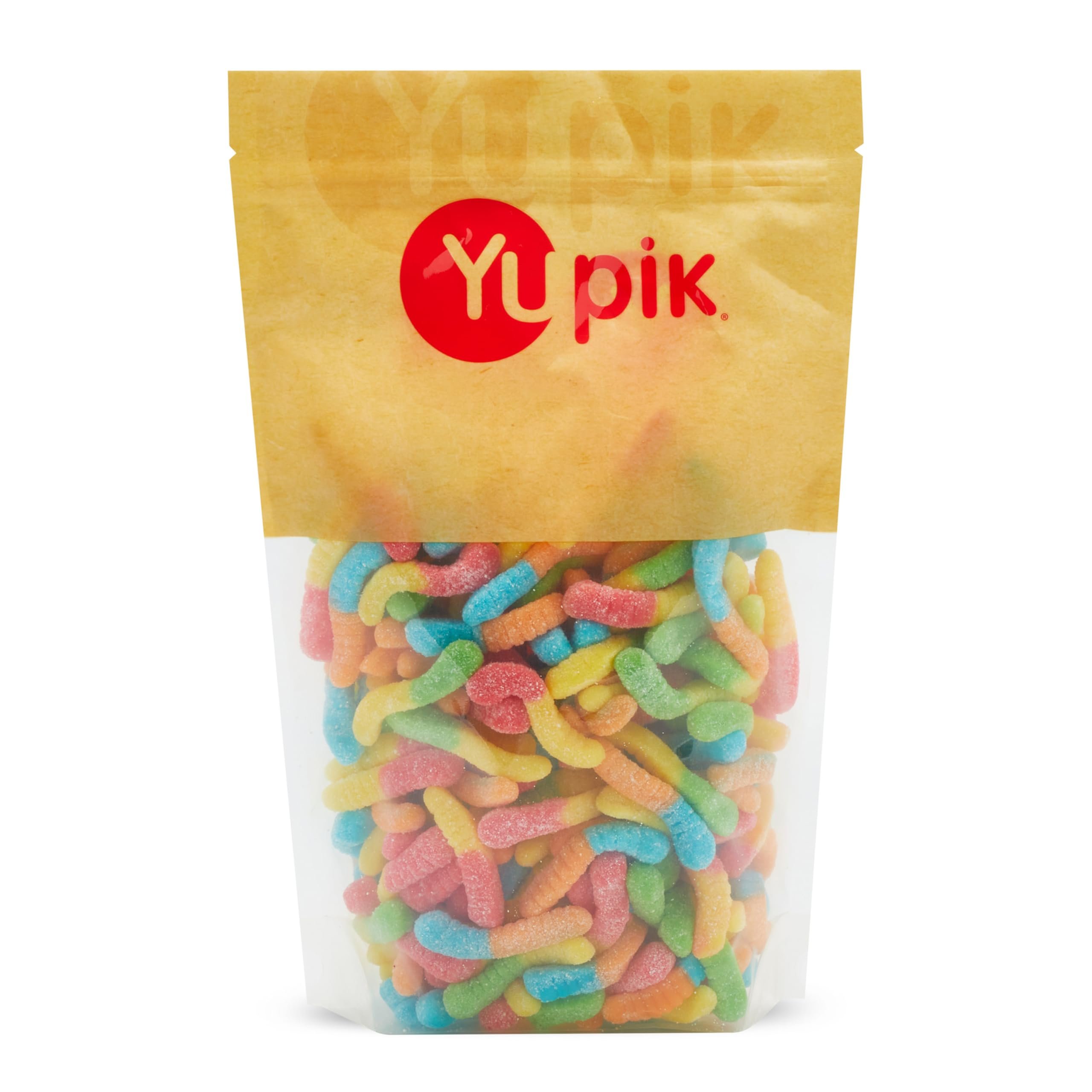Yupik Sour Gummy Neon Worms, 2.2 lb (35.2 oz), Gluten-Free, Sweet & Sour, Fruity Flavors, Sugary Coating, Chewy Small Gummies, Fun Treat, Sweet Candy, Delicious Snack, Ideal for Gifting, Holidays & Baking - Product Image