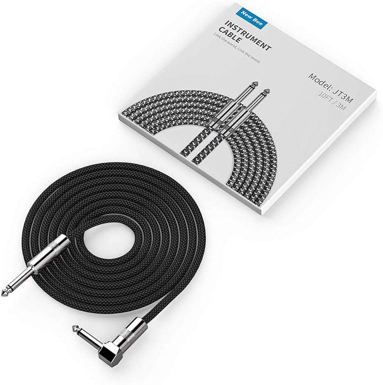 New Bee Guitar Cable 10ft Electric Instrument Bass AMP Cord for Electric Mandolin, Pro Audio (Right Angle to Straight, Black) - Image 7