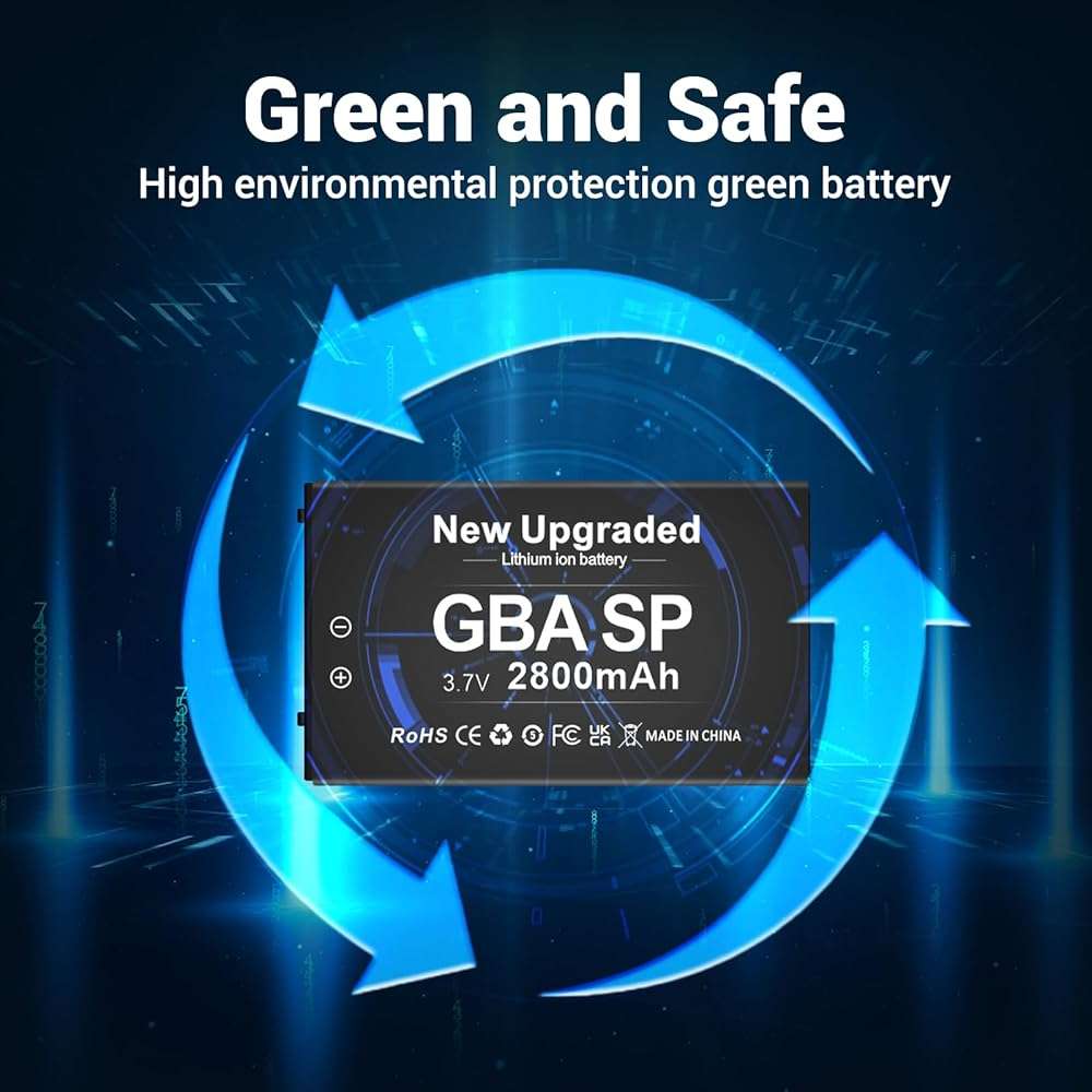 SHENMZ GBA Battery, Upgraded 2800mAh Ultra High Capacity Rechargeable Lithium-ion Battery for Nintendo GBA SP Gameboy Advance SP AGS-001 with Screwdriver - Image 2