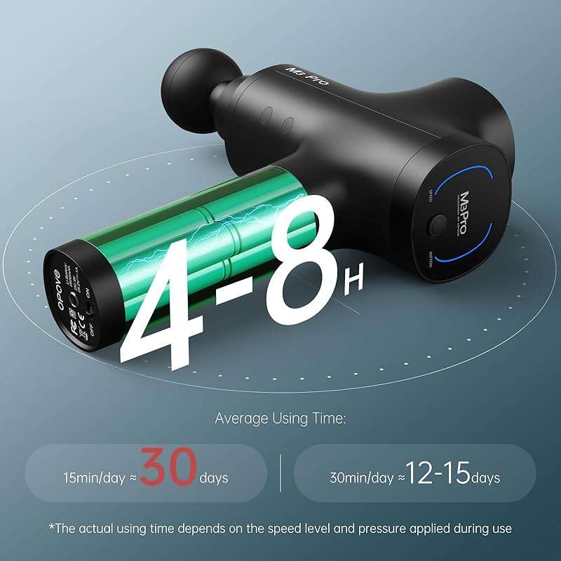 Opove M3 Pro 2 Massage Gun Deep Tissue Percussion Muscle Massager for Workout, Handheld Percussive Therapy Fascia Gun for Athletes Fast Recovery 4-8 Hours Long Battery Life, Powerful, Quiet, Black - Image 4