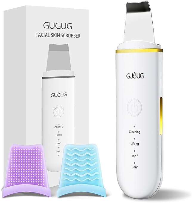 GUGUG Skin Scrubber Face Spatula Skin Spatula Pore Cleaner Blackhead Remover Tools for Facial Deep Cleansing-4 Modes -White - Image 1