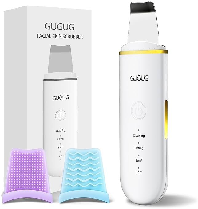 GUGUG Skin Scrubber Face Spatula Skin Spatula Pore Cleaner Blackhead Remover Tools for Facial Deep Cleansing-4 Modes -White - Product Image