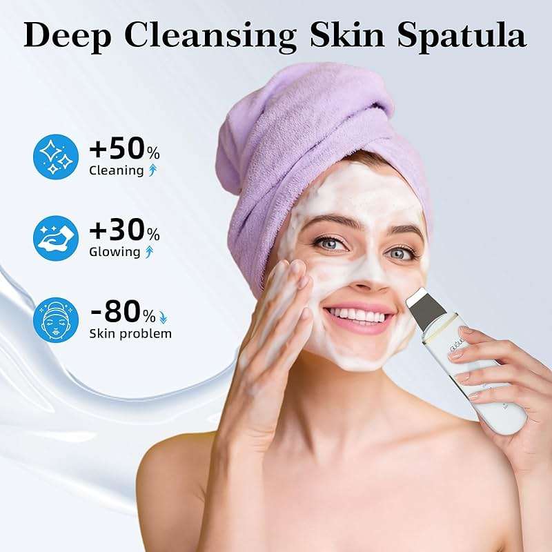 GUGUG Skin Scrubber Face Spatula Skin Spatula Pore Cleaner Blackhead Remover Tools for Facial Deep Cleansing-4 Modes -White - Image 2
