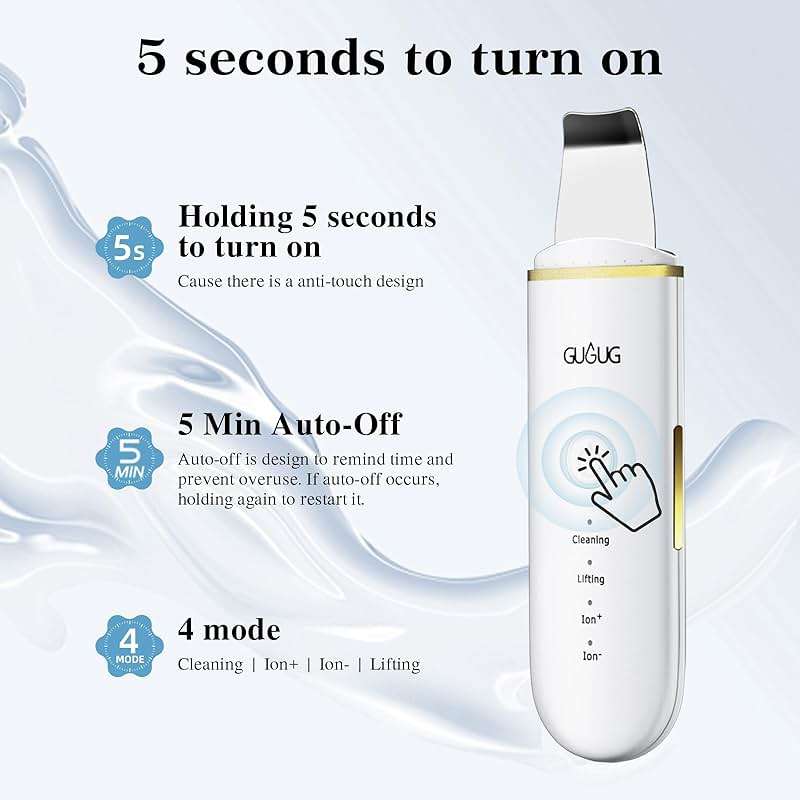 GUGUG Skin Scrubber Face Spatula Skin Spatula Pore Cleaner Blackhead Remover Tools for Facial Deep Cleansing-4 Modes -White - Image 4