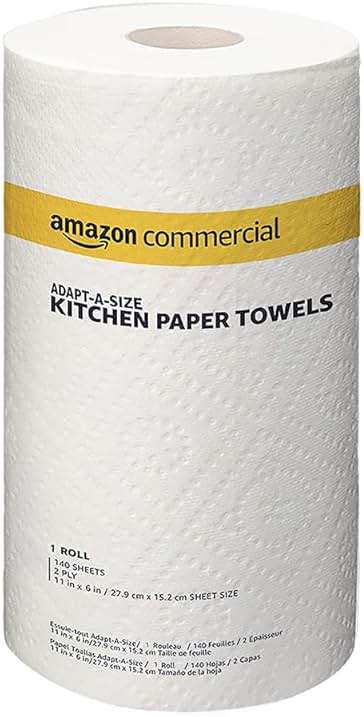 AmazonCommercial 2-Ply White Adapt-a-Size Kitchen Paper Towels, Absorbent, Thick, Individually Wrapped, 140 Towels per Roll (30 Rolls), 4200 Count - Image 1