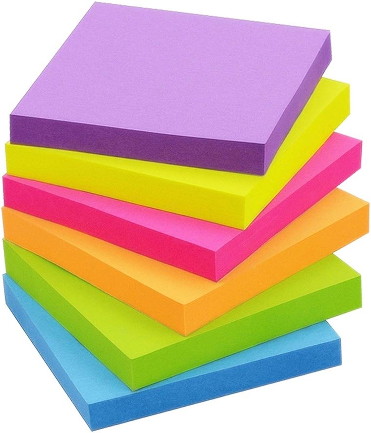 Winner Aura 3x3 Inch Bright Colors Self-Stick Sticky Notes, 6 Pack, 100 Sheets per Pad, Total 600 Sheets - Product Image
