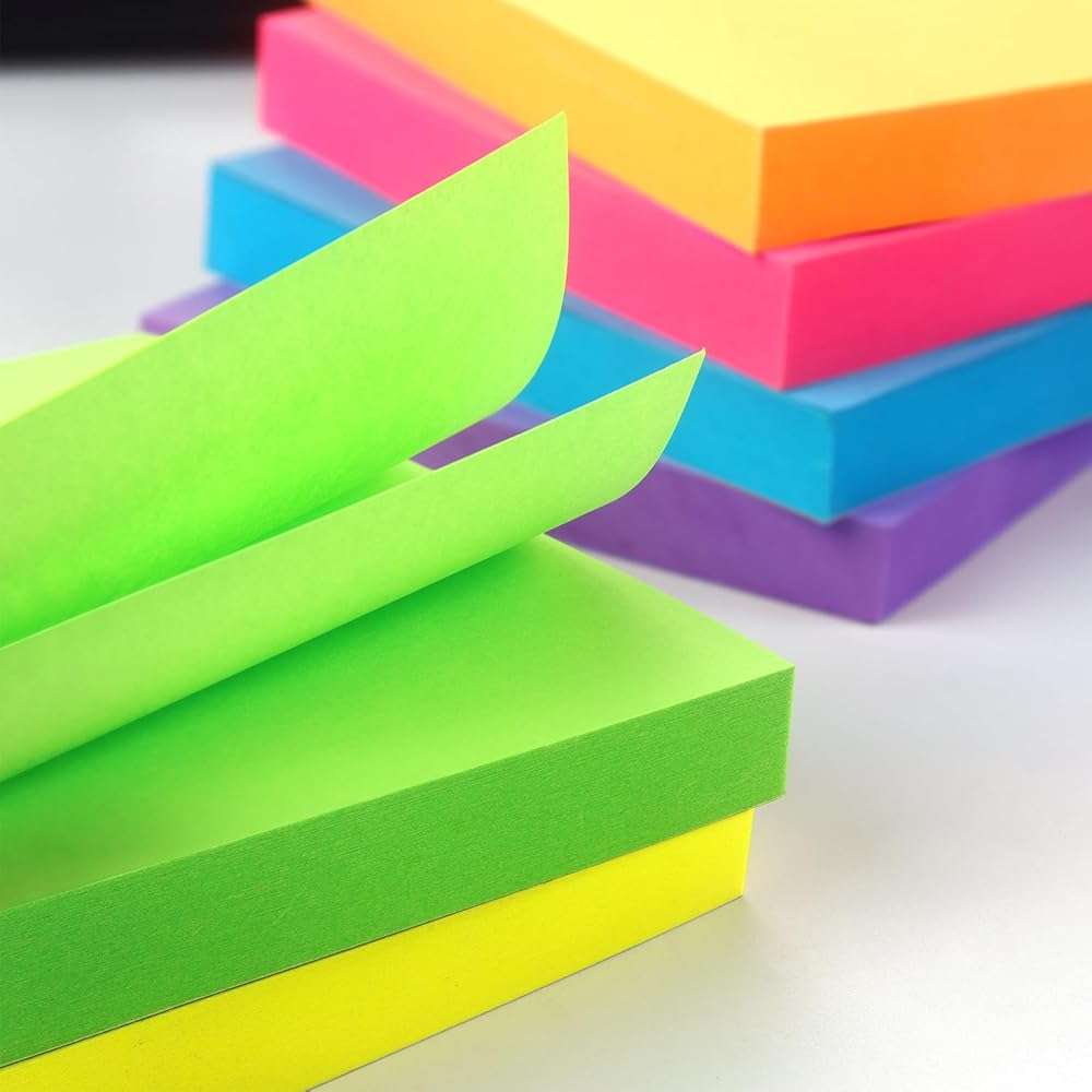 Winner Aura 3x3 Inch Bright Colors Self-Stick Sticky Notes, 6 Pack, 100 Sheets per Pad, Total 600 Sheets - Image 5