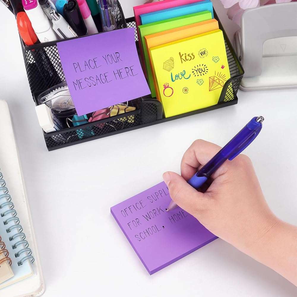 Winner Aura 3x3 Inch Bright Colors Self-Stick Sticky Notes, 6 Pack, 100 Sheets per Pad, Total 600 Sheets - Image 6