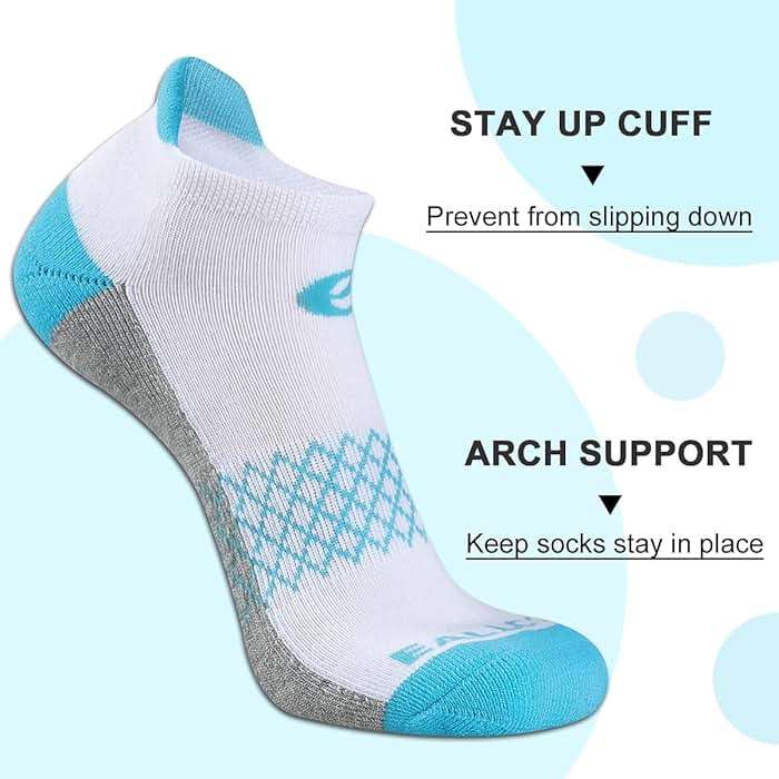 eallco Womens Ankle Socks 6 Pairs Running Athletic Cushioned Sole Socks With Tab - Image 3