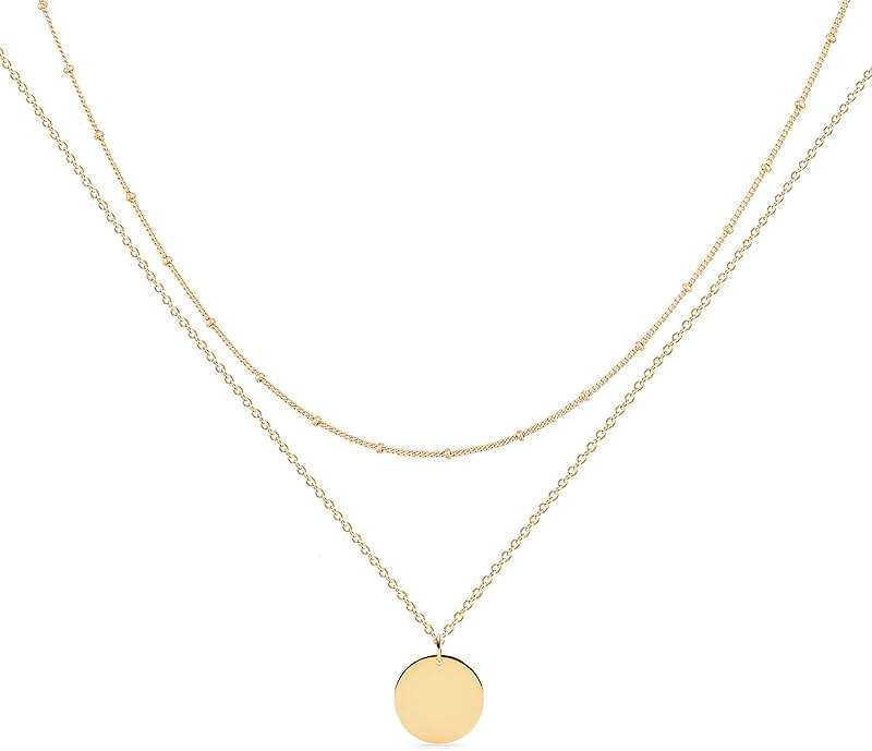 MEVECCO Layered Heart Necklace Pendant Handmade 18k Gold Plated Dainty Gold Choker Arrow Bar Layering Long Necklace for Women - Image 1