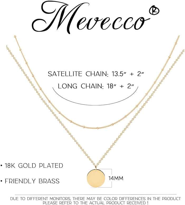 MEVECCO Layered Heart Necklace Pendant Handmade 18k Gold Plated Dainty Gold Choker Arrow Bar Layering Long Necklace for Women - Image 3