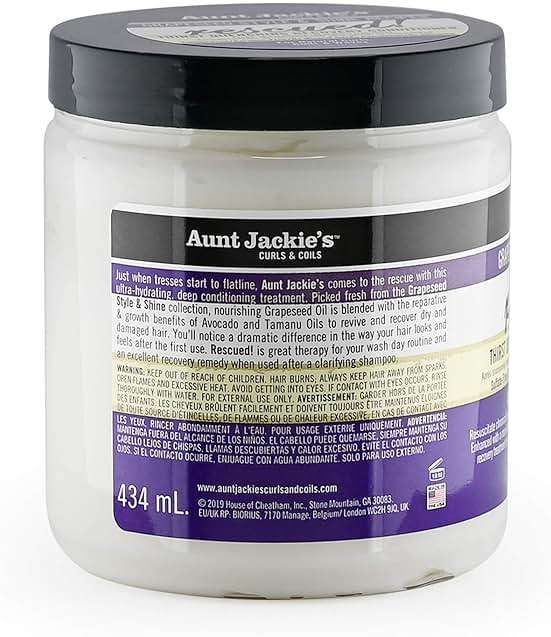 Aunt Jackie's Grapeseed Style and Shine Recipes Rescued Thirst Quenching Hair Recovery Conditioner Repair Treatment, Seals in Moisture, 15 oz - Image 3