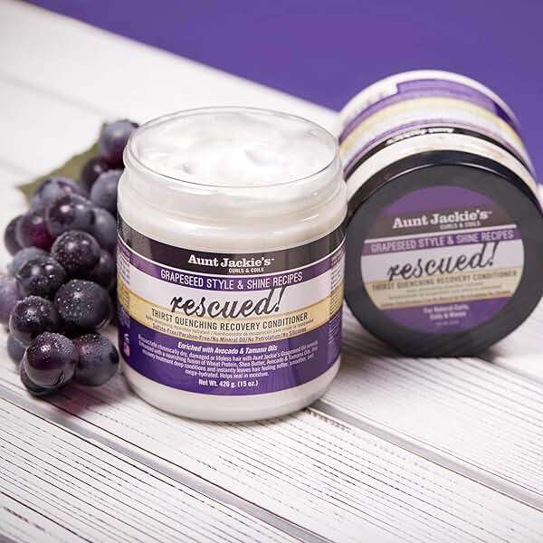 Aunt Jackie's Grapeseed Style and Shine Recipes Rescued Thirst Quenching Hair Recovery Conditioner Repair Treatment, Seals in Moisture, 15 oz - Image 6