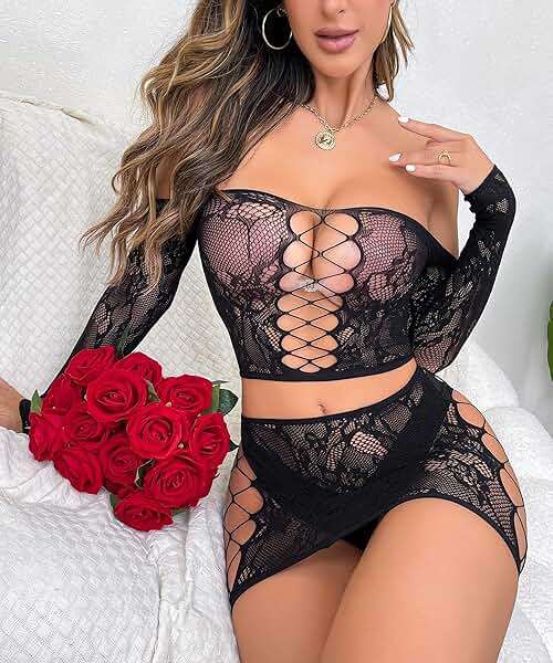 Buitifo Womens Lingerie Set Fishnet BabyDoll Bodysuit Sexy Nightwear - Image 3
