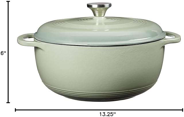 Lodge Essential Enamel Cast Iron Dutch Oven 6 Quarts - Perfect for Bread Baking, Braising, Marinating & Slow Cooking, Features Moisture-Sealing Lid & Dual Handles, Kitchen Essentials, Desert Sage - Image 3