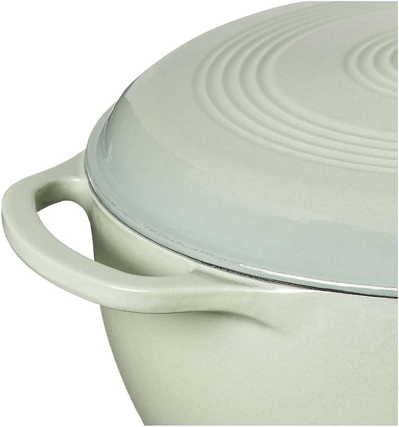 Lodge Essential Enamel Cast Iron Dutch Oven 6 Quarts - Perfect for Bread Baking, Braising, Marinating & Slow Cooking, Features Moisture-Sealing Lid & Dual Handles, Kitchen Essentials, Desert Sage - Image 9